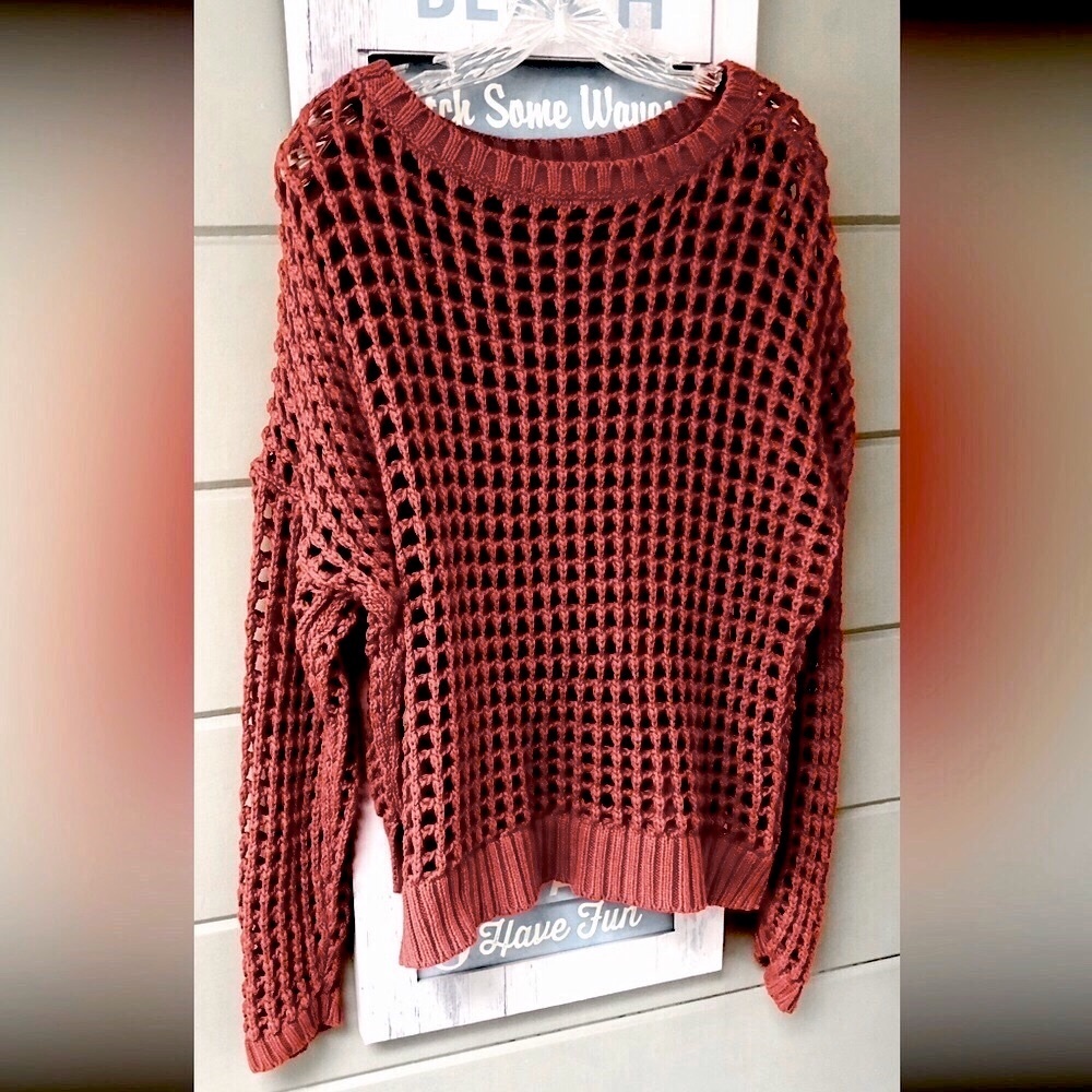 Express Rustic Chunky Open Knit Pull Over Sweater… - image 2